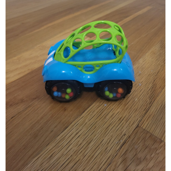 Oball Rattle & Roll Toy Car Blue Green with Bead Wheels Infant Toddler Baby Grip - Picture 9 of 9